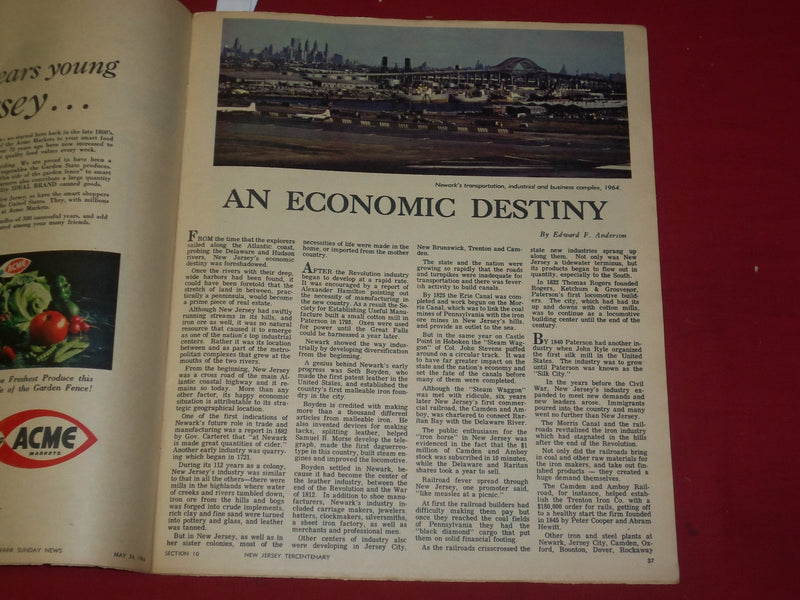 1964 MAY 24 NEWARK SUNDAY NEWS- NEW JERSEY TERCENTENARY SUNDAY MAGAZINE- NP 3804