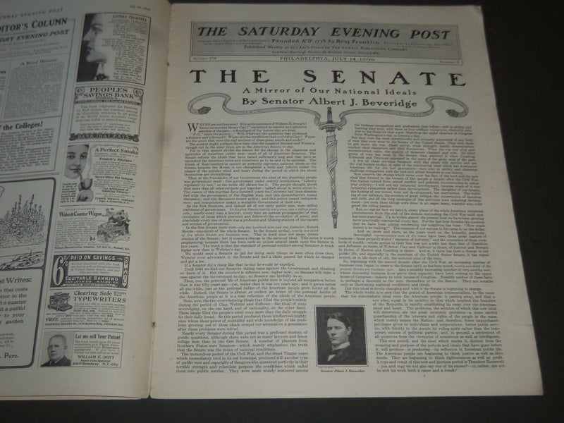 1906 JULY 14 THE SATURDAY EVENING POST MAGAZINE - ILLUSTRATED COVER- SP 980