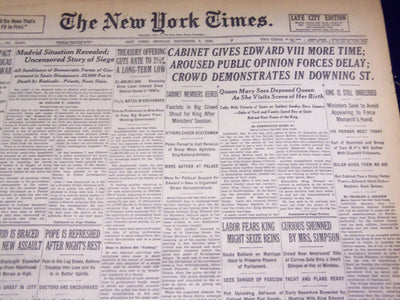 1936 DEC 7 NEW YORK TIMES - CABINET GIVES EDWARD VIII MORE TIME - NT 2120