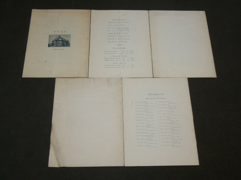 1890-1894 COLLINS ST. CLASSICAL SCHOOL PROGRAM LOT OF 5 - HARTFORD - J 6199