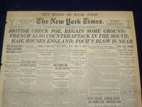 1918 APRIL 14 NEW YORK TIMES -BRITISH CHECK FOE, FRENCH ATTACK THE SOUTH-NT 8211