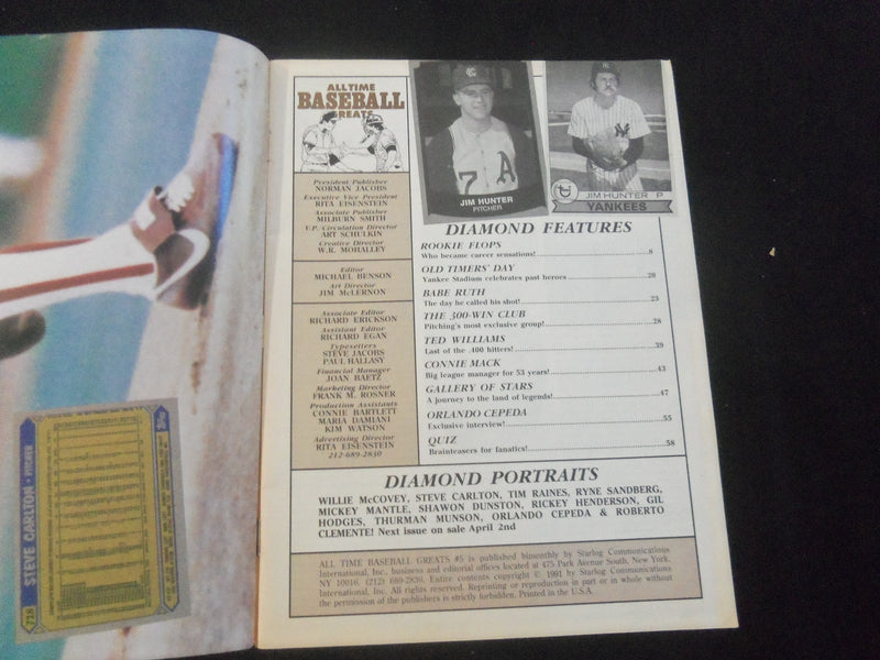 1991 ALLTIME BASEBALL GREATS MAGAZINE - TED WILLIAMS - CARLTON - MANTLE - J 7717