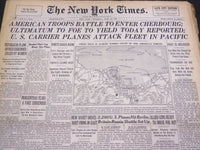 1944 JUNE 22 NEW YORK TIMES - AMERICAN TROOPS TO ENTER CHERBOURG - NT 4332