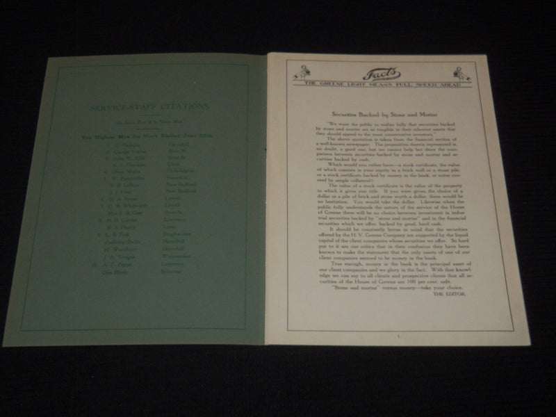 1919 FACTS - H. V. GREENE COMPANY MAGAZINE LOT OF 9 ISSUES - O 3786
