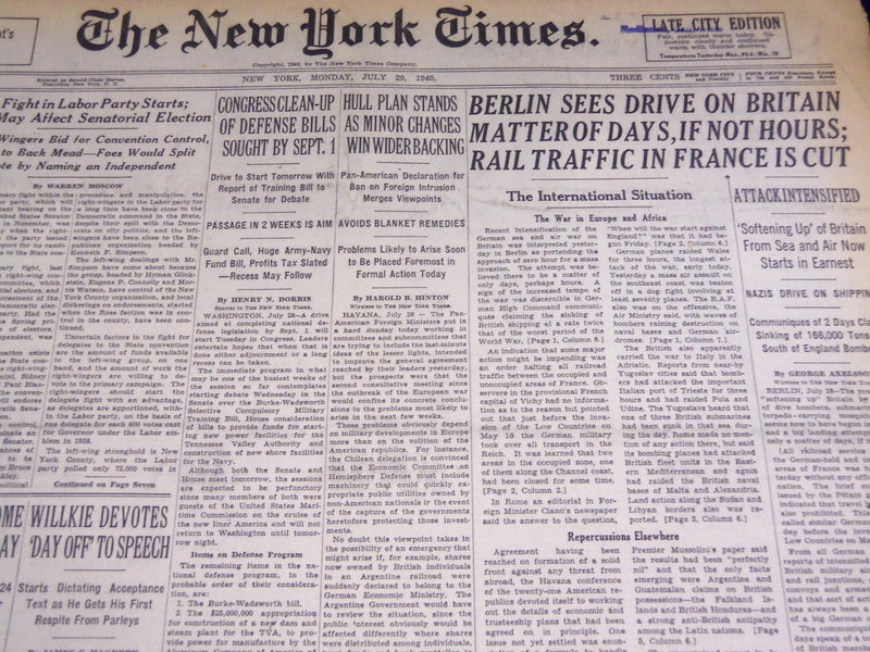 1940 JULY 29 NEW YORK TIMES - RAIL TRAFFIC IN FRANCE IS CUT - NT 2566