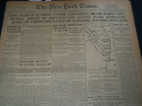 1926 SEPT 20 NEW YORK TKIMES NEWSPAPER - 1000 DEAD IN FLORIDA STORM - NT 7577