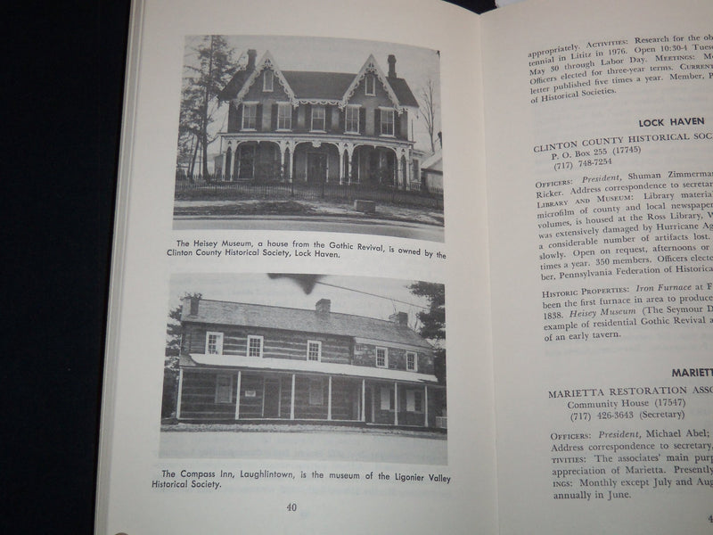 1976 PENNSYLVANIA DIRECTORY OF HISTORICAL ORGANIZATIONS - BROW - MILLER - J 8961