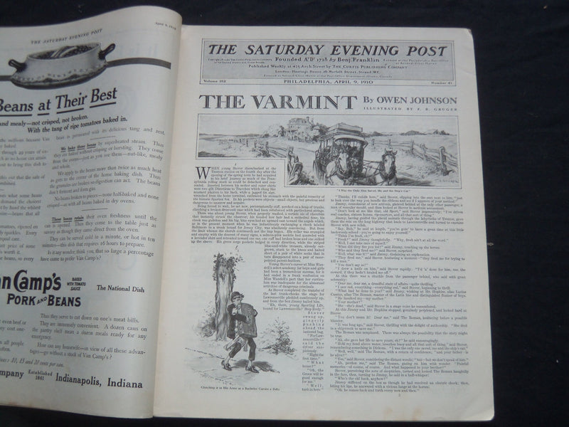 1910 APRIL 9 THE SATURDAY EVENING POST MAGAZINE - ILLUSTRATED COVER - SP 479
