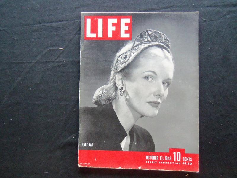 1943 OCTOBER 11 LIFE MAGAZINE - HALF HATS IN FASHION - L 360