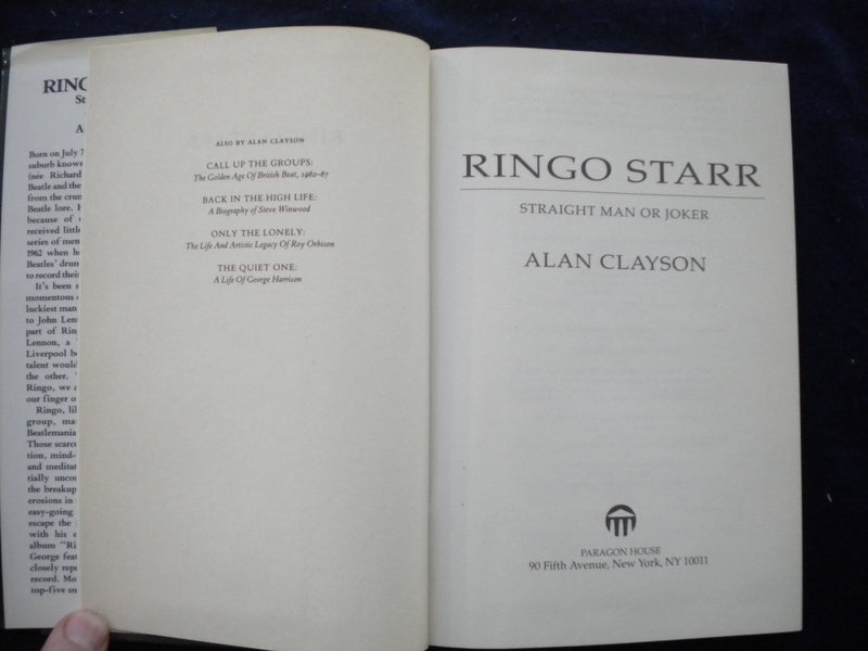1992 RINGO STARR - STRAIGHT MAN OR JOKER? HARDCOVER BOOK -FIRST EDITION- KD 8019