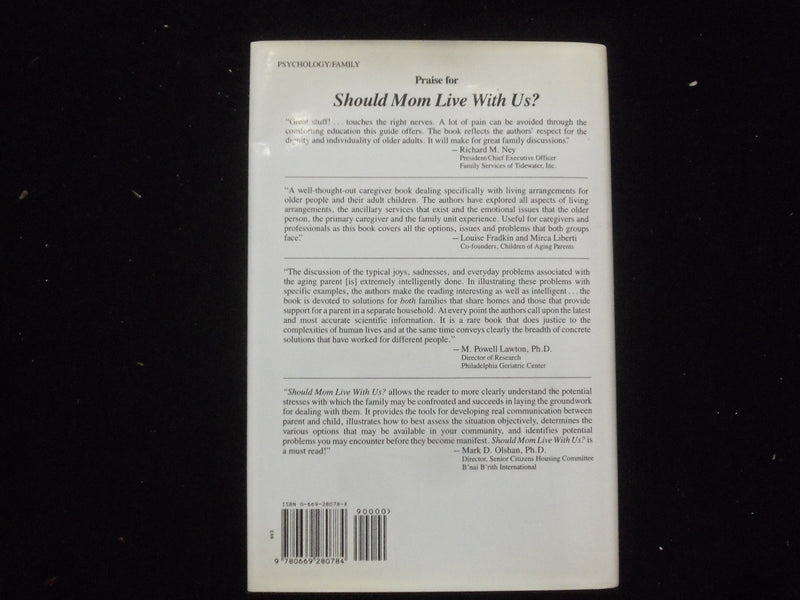 1992 SHOULD MOM LIVE WITH US? HARDCOVER BOOK-VIVIAN GREENBERG INSCRIBED- KD 9233