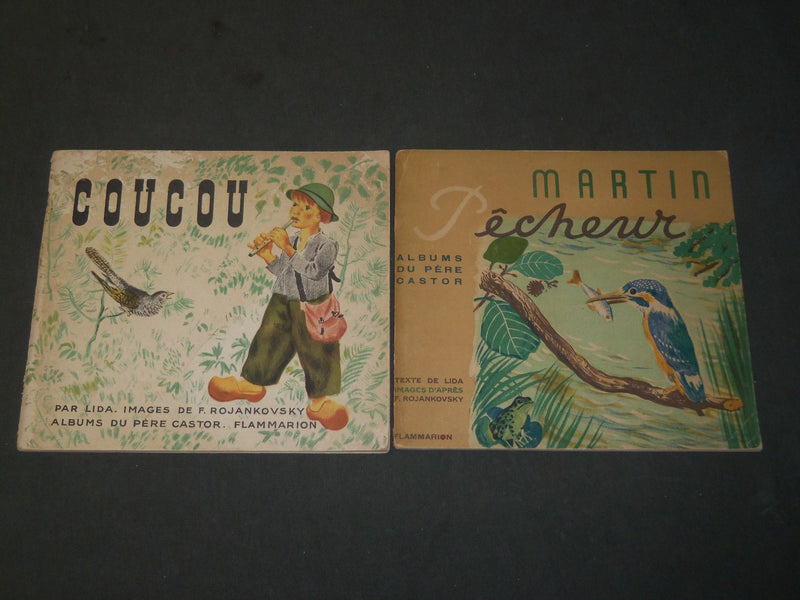 1947 ALBUMS DU PERE CASTOR BOOK LOT OF 2 - MARTIN PECHEUR - COUCOU - KD 5397