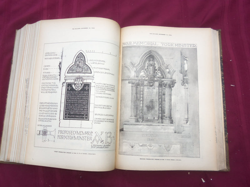 1920 JAN-DEC THE BUILDER U. K. MAGAZINE BOUND VOLUMES - 2 VOLS - FOLD OUTS- C 30