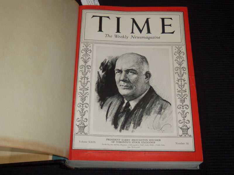 1937 APRIL-JUNE TIME MAGAZINE BOUND VOLUME - GREAT COVERS - NICE ADS - KD 3806M