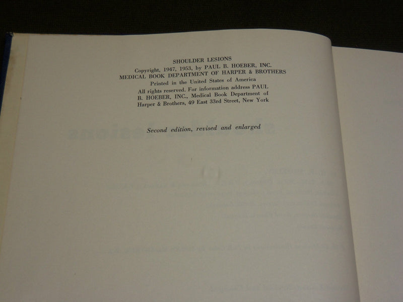 1953 SHOULDER LESIONS HARDCOVER BOOK BY H. F. MOSELEY - KD 6138