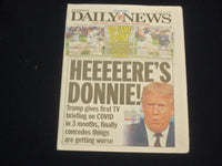 2020 JULY 22 NEW YORK DAILY NEWS NEWSPAPER- TRUMP 1ST VIRUS BREIFING IN 3 MONTHS