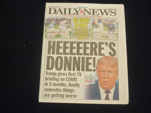 2020 JULY 22 NEW YORK DAILY NEWS NEWSPAPER- TRUMP 1ST VIRUS BREIFING IN 3 MONTHS