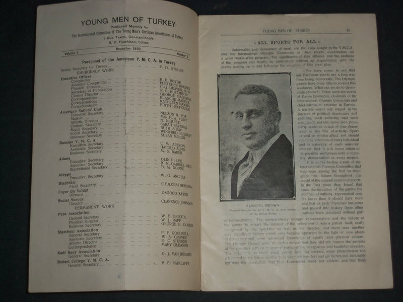 1920 DECEMBER YOUNG MEN OF TURKEY MAGAZINE - VOLUME 1, NUMBER 3 - J 4374