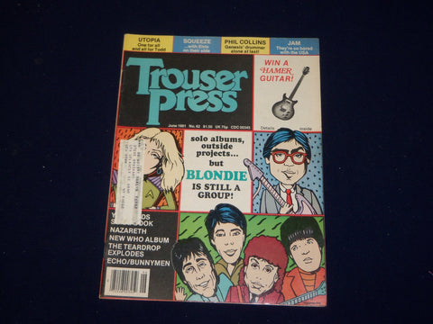 1981 JUNE TROUSER PRESS MAGAZINE - NICE ILLUSTRATED COVER - SP 9613