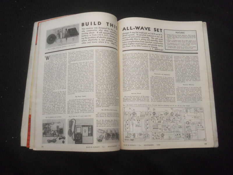 1934 NOVEMBER RADIO-CRAFT MAGAZINE - RADIO WAVES KILL PLANT INSECTS - B 433O