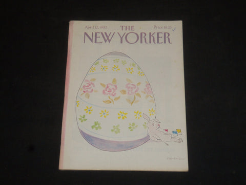 1982 APRIL 12 THE NEW YORKER MAGAZINE - ILLUSTRATED COVER - NY 2197