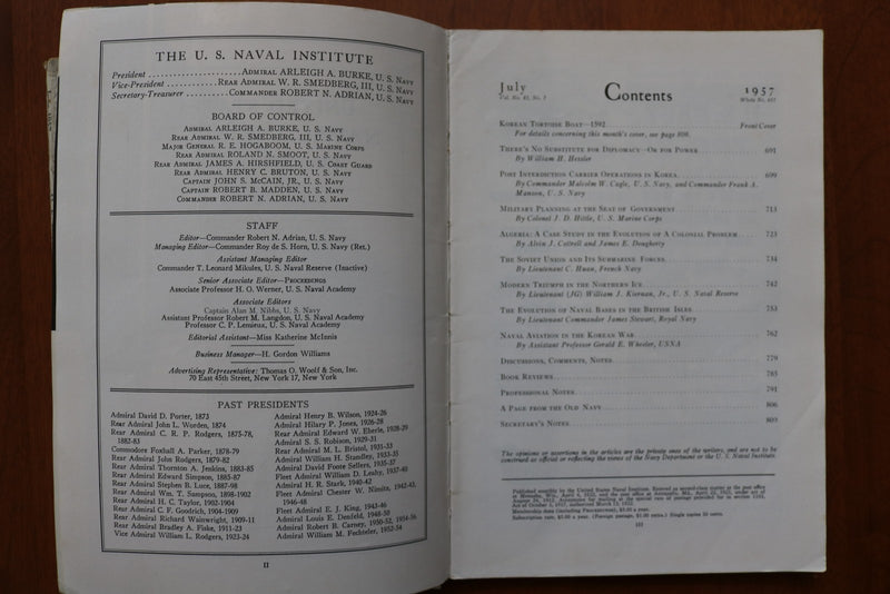 1957-1958 U.S. NAVAL INSTITUTE PROCEEDINGS - SOFTCOVER BOOKS - LOT OF 8 - O 3922