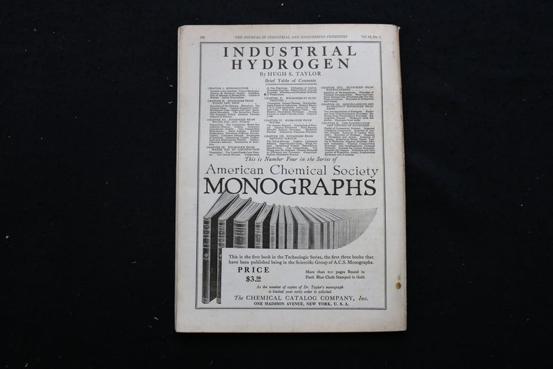 1922 JAN THE JOURNAL OF INDUSTRIAL & ENGINEERING CHEMISTRY MAGAZINE - E 10252