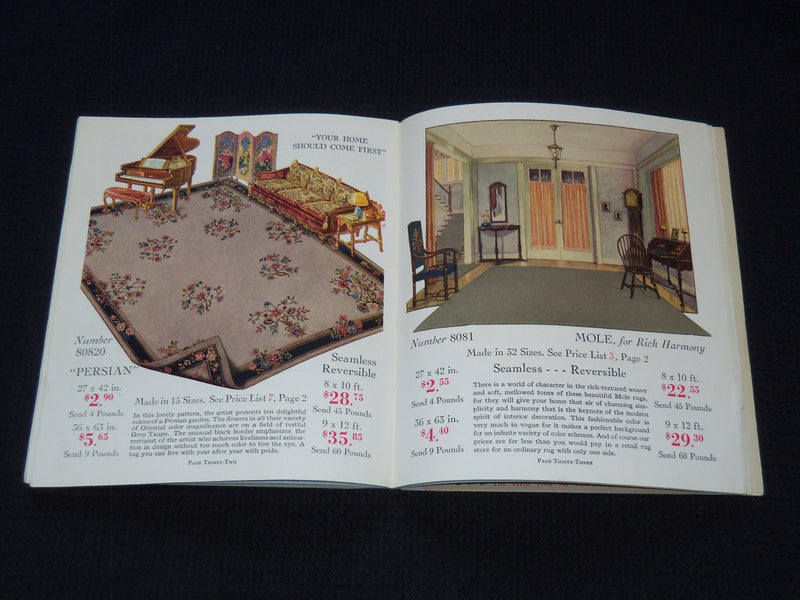 1930'S OLSON RUGS DUO VELVETY RUGS CATALOG - NICE ILLUSTRATIONS - J 7552