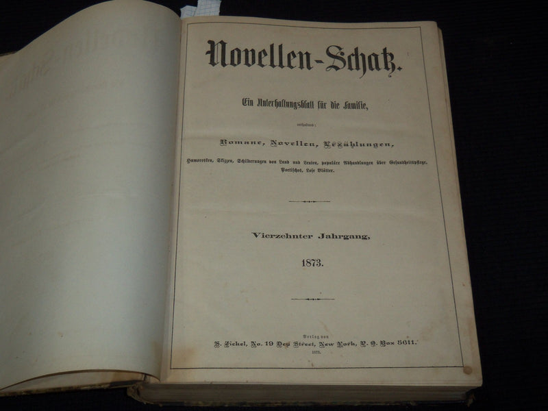 1873 NOVELLEN-SCHATZ - 14TH ANNUAL GERMAN BOUND VOLUME - KD 879P
