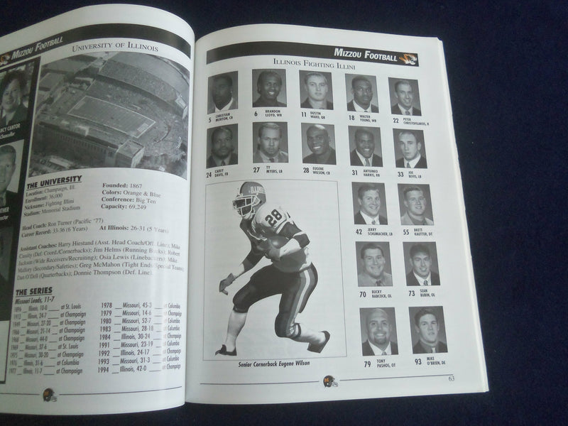 2002 AUG 31 FOOTBALL PROGRAM - UNIV OF MISSOURI VS UNIV OF ILLINOIS - ST 1116H