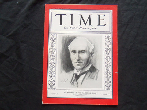 1932 MARCH 21 TIME MAGAZINE - SIR JOHN ALLSEBROOK SIMON - T 315