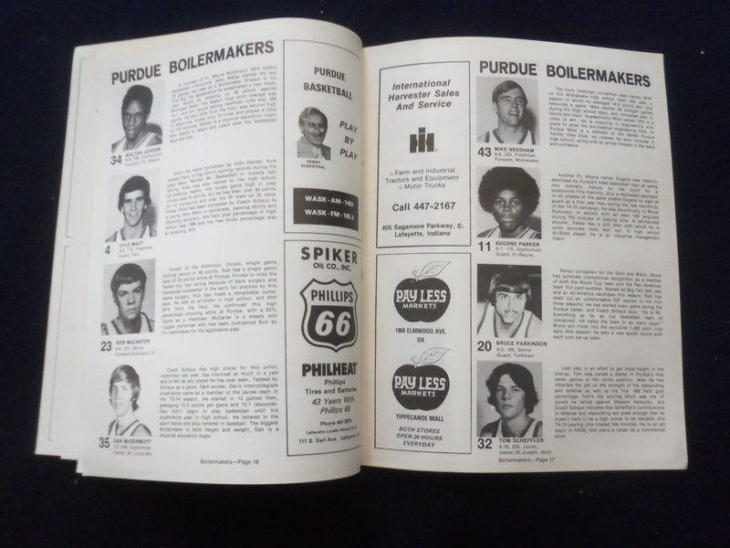 1976 JAN 26 COLLEGE BASKETBALL PROGRAM- PURDUE UNIV VS. MICHIGAN STATE- SP 1533R