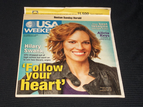 2009 OCTOBER 9 BOSTON SUNDAY HERALD USA MAGAZINE - HILARY SWANK - E 4917