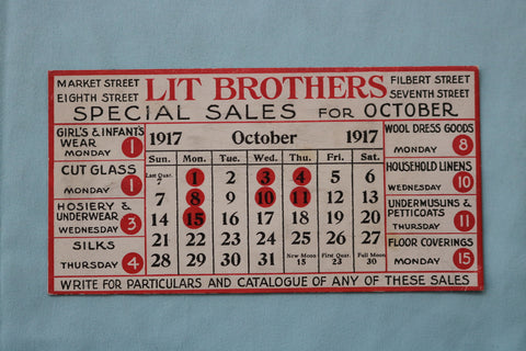 1917 LIT BROTHERS SPECIAL SALES FOR OCTOBER - K 2557