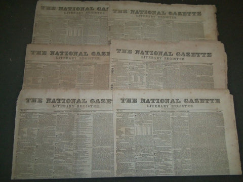 1828 THE NATIONAL GAZETTE NEWSPAPER LOT OF 14 - NICE ADVERTISEMENTS - NP 1444