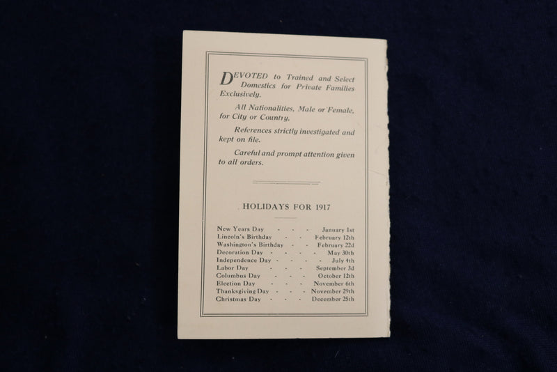 1917 SWEDISH EMPLOYMENT AGENCY SOFTCOVER BOOKLET BY CHAS. A. SEAHOLM - K 1351