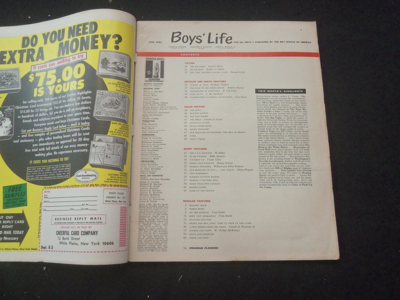 1964 JUNE BOYS' LIFE MAGAZINE - THE FIRST STARS AND STRIPES, FLAG DAY - ST 3770X