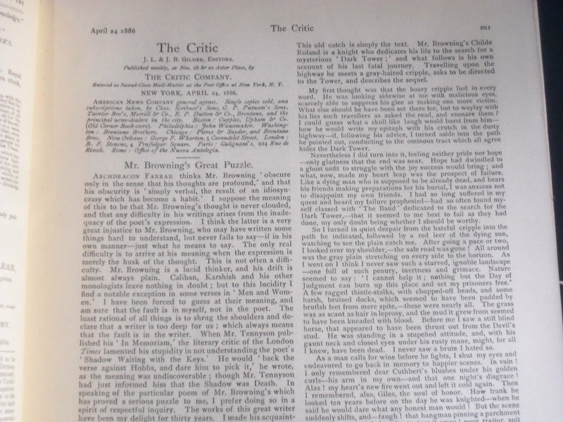 1886 THE CRITIC MAGAZINE LOT OF 25 PLUS INDEX -GREAT REVIEWS & ARTICLES- WR 559R