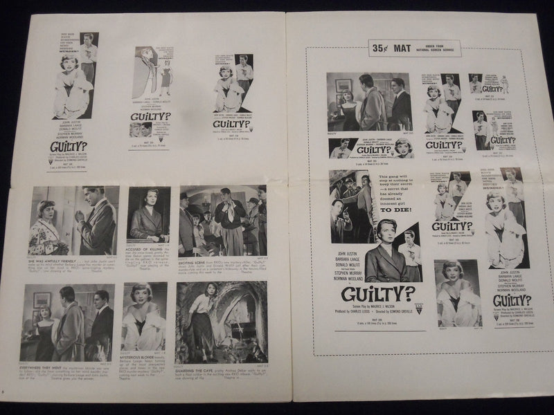 1957 GUILTY PRESS BOOK FRENCH FILM - BARBARA LAAGE & JOHN JUSTIN - J 1860