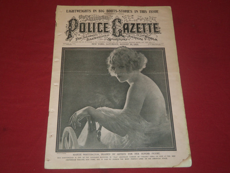 1922 AUGUST 22 THE NATIONAL POLICE GAZETTE MAGAZINE - LEONARD & TENDLER - B 5750