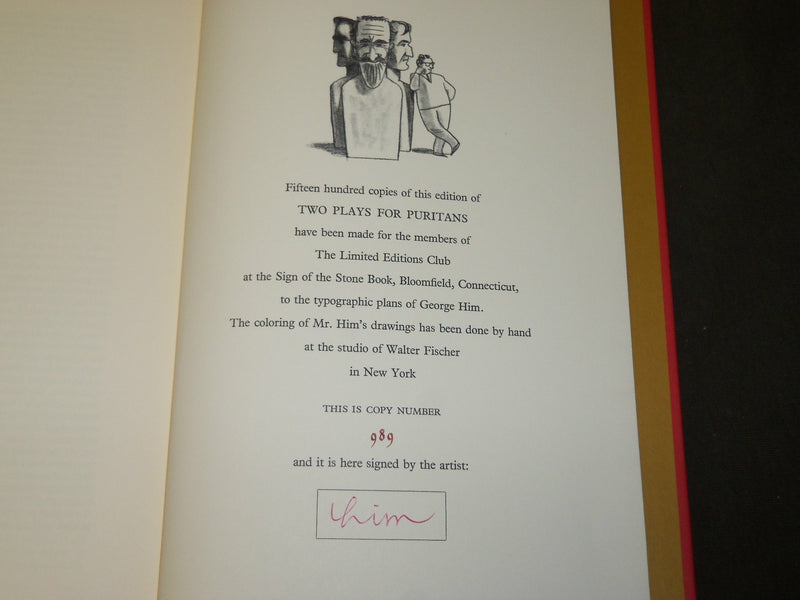 1966 TWO PLAYS FOR PURITANS SHAW LIMITED EDITIONS CLUB BOOK W/ SLIPCASE- KD 5360