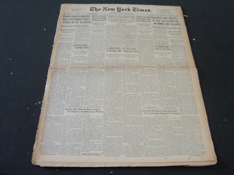 1938 APRIL 26 NEW YORK TIMES - PRAGUE REBUFFS HENLEIN - NT 6235