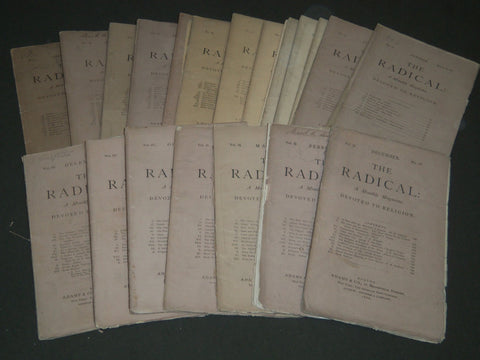 1865-1867 THE RADICAL MONTHLY MAGAZINE LOT OF 21 - NATURAL RELIGION - WR 166