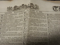 1833 JANUARY 9 THE LONDON TIMES NEWSPAPER - SWANSEA EARTHQUAKE - K 50