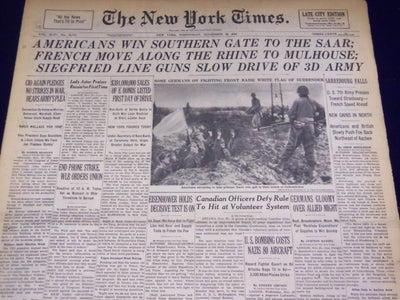 1944 NOV 22 NEW YORK TIMES - AMERICANS WIN SOUTHERN GATE TO SAAR - NT 1796