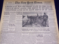 1944 NOV 22 NEW YORK TIMES - AMERICANS WIN SOUTHERN GATE TO SAAR - NT 1796