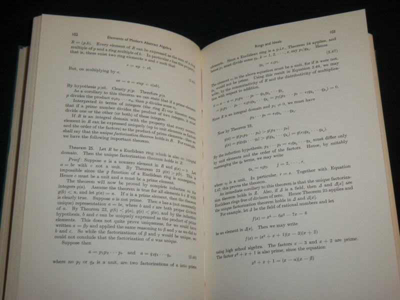 1958 ELEMENTS OF MODERN ABSTRACT ALGEBRA HARDCOVER BOOK BY MILLER - KD 6763