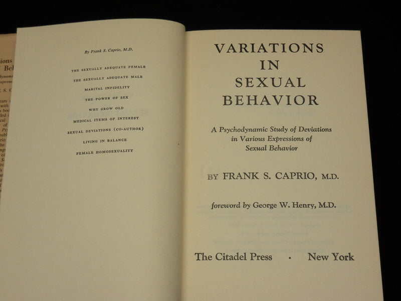 1956 VARIATIONS IN SEXUAL BEHAVIOR HARDCOVER BOOK BY FRANK S. CAPRIO - KD 6406