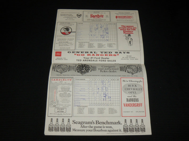 1974-1977 TEXAS RANGERS SCORECARD LOT OF 4 & TICKET STUB - O 3027B