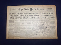 1945 APRIL 23 NEW YORK TIMES - RUSSIANS WIN SIXTH OF BERLIN, 16 SUBURBS- NP 6700